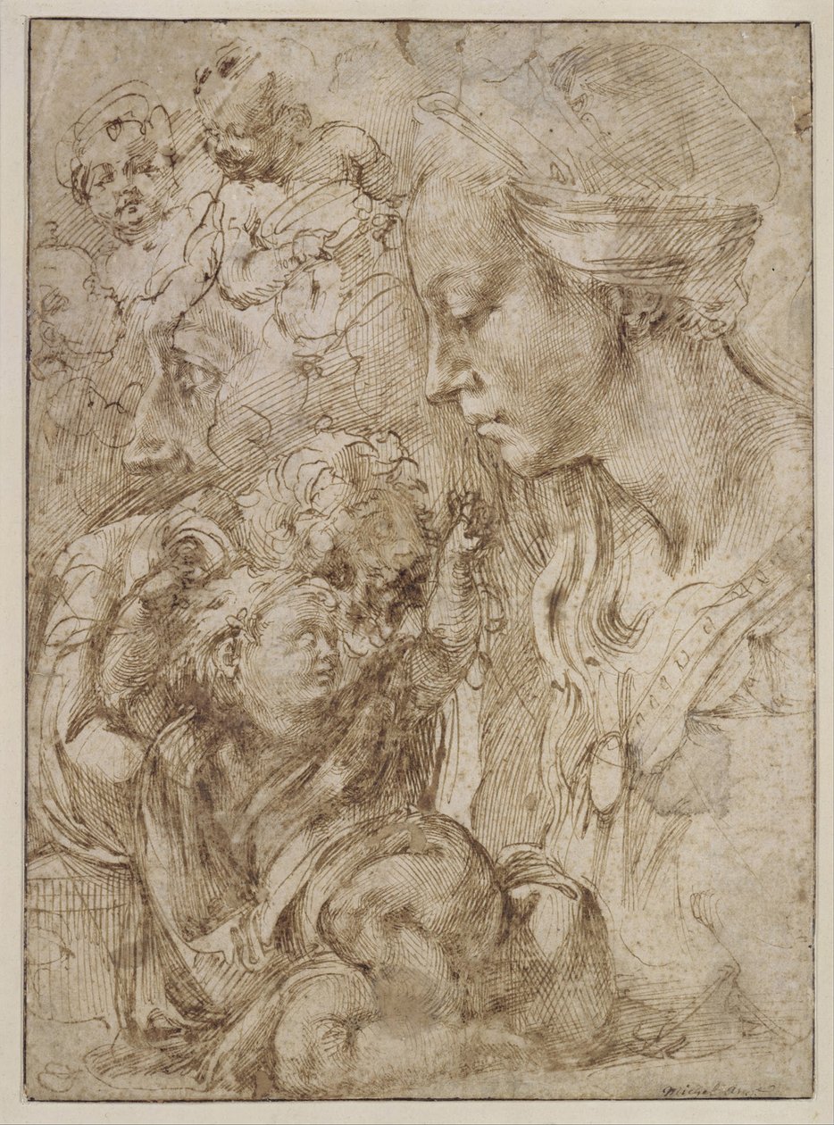 Studi per una Sacra Famiglia con Giovanni Battista bambino, 1505 da Michelangelo Buonarroti