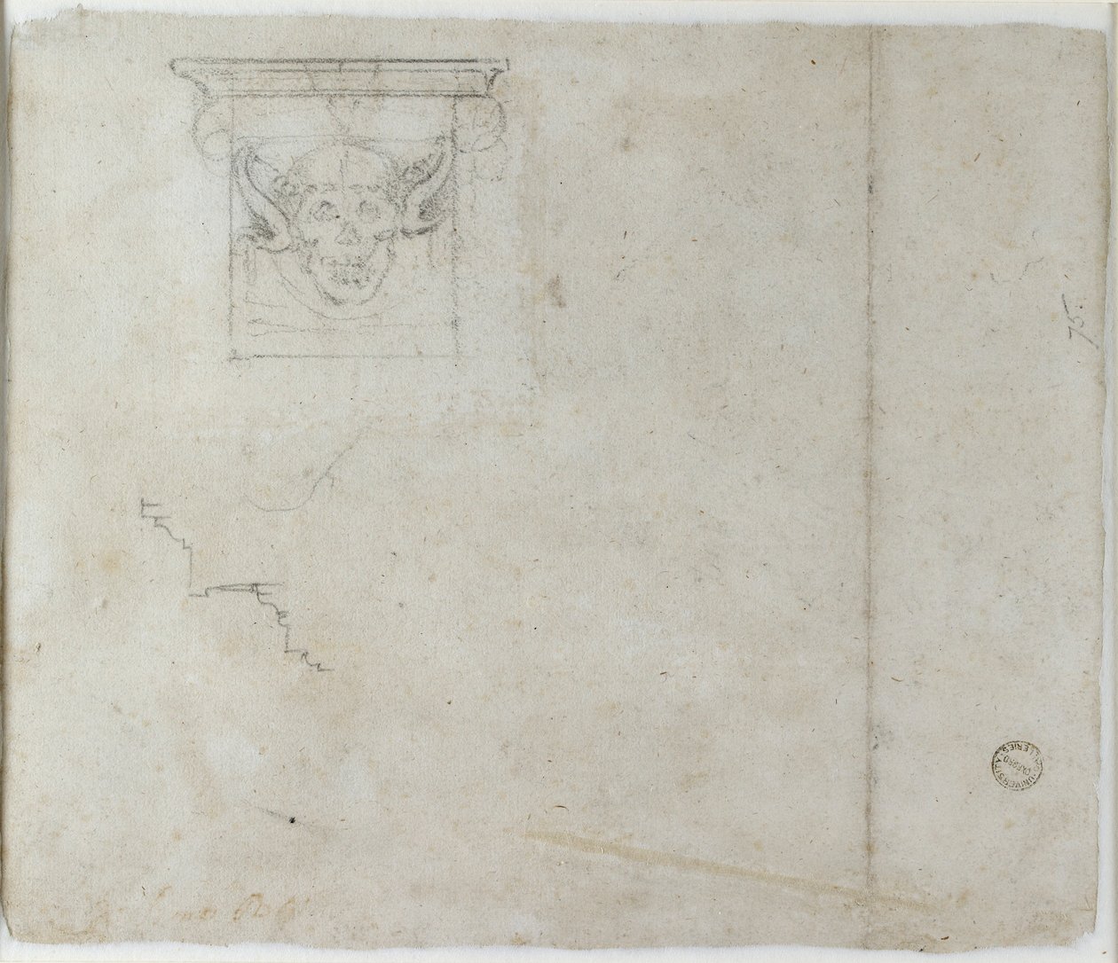 Studi di dettagli architettonici e una maschera grottesca, c1490-1560 da Michelangelo Buonarroti