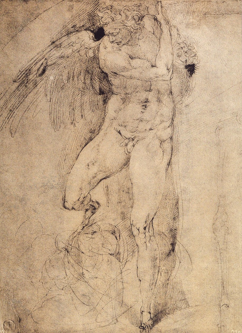 Studio di un angelo per il Giudizio Universale da Michelangelo Buonarroti
