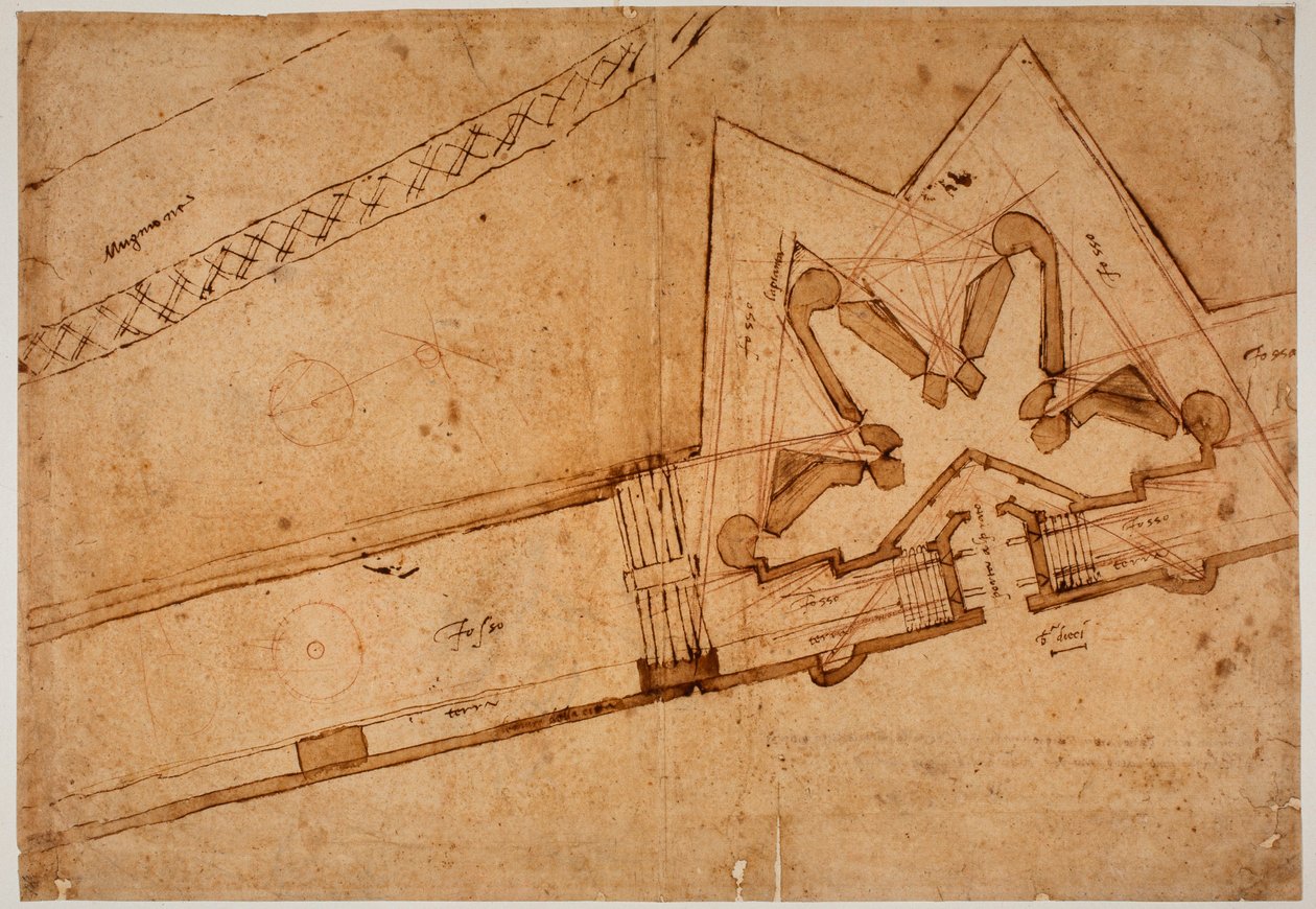 Studio di fortificazione per la Porta al Prato da Michelangelo Buonarroti