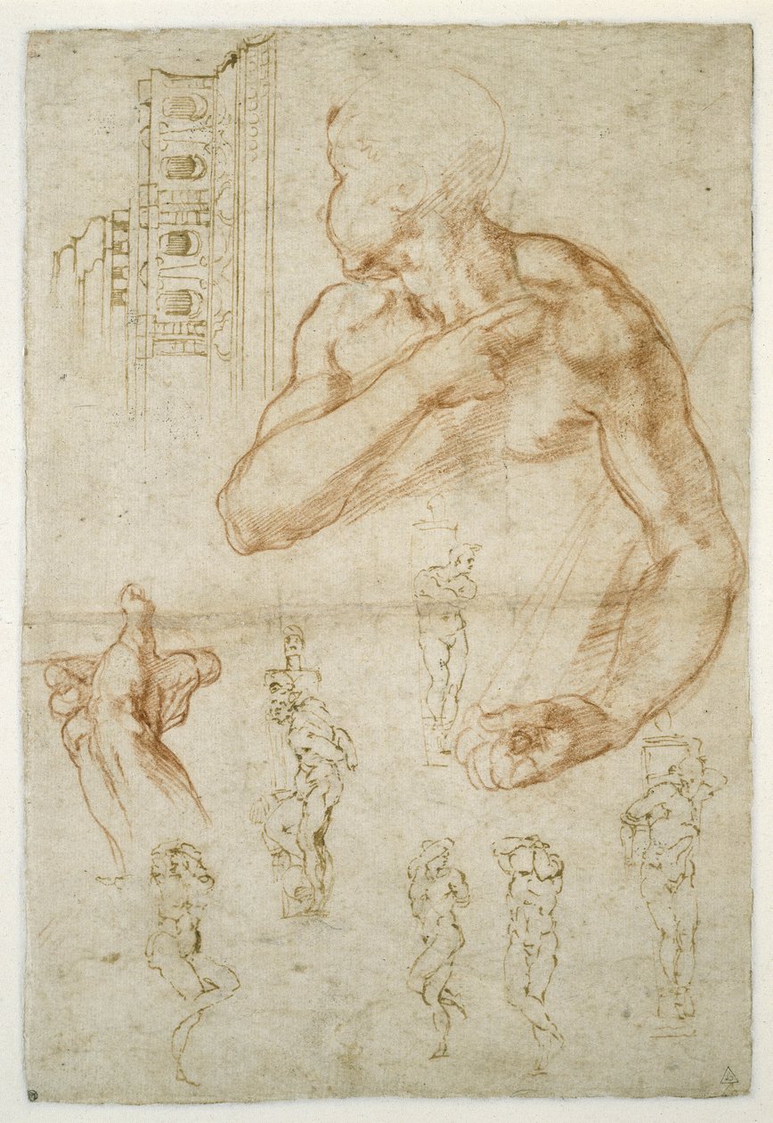 Studio della figura assistente della Sibilla Libica, c.1512 da Michelangelo Buonarroti
