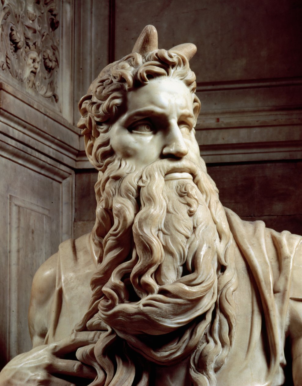 Tomba di Papa Giulio II (dettaglio) della testa di Mosè da Michelangelo Buonarroti