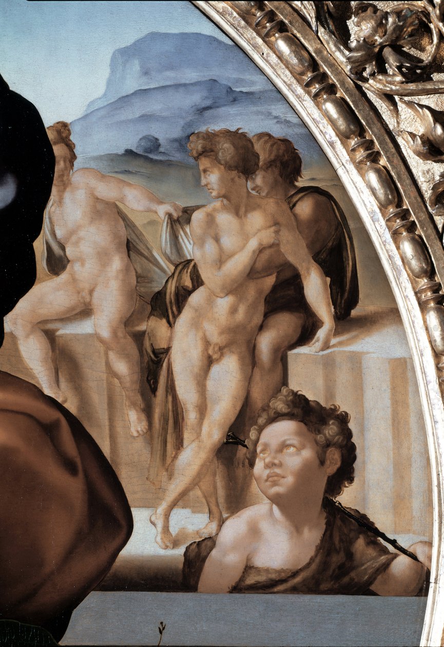 Tondo Doni: La Sacra Famiglia con San Giovanni Battista bambino (dettaglio) da Michelangelo Buonarroti