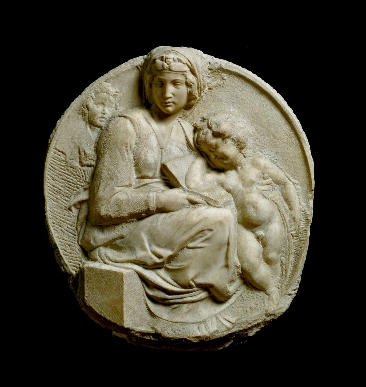 Vergine con Bambino e San Giovanni Battista bambino Madonna Pitti o Tondo Pitti. Basso rilievo in marmo di Michelangelo Buonarroti da Michelangelo Buonarroti