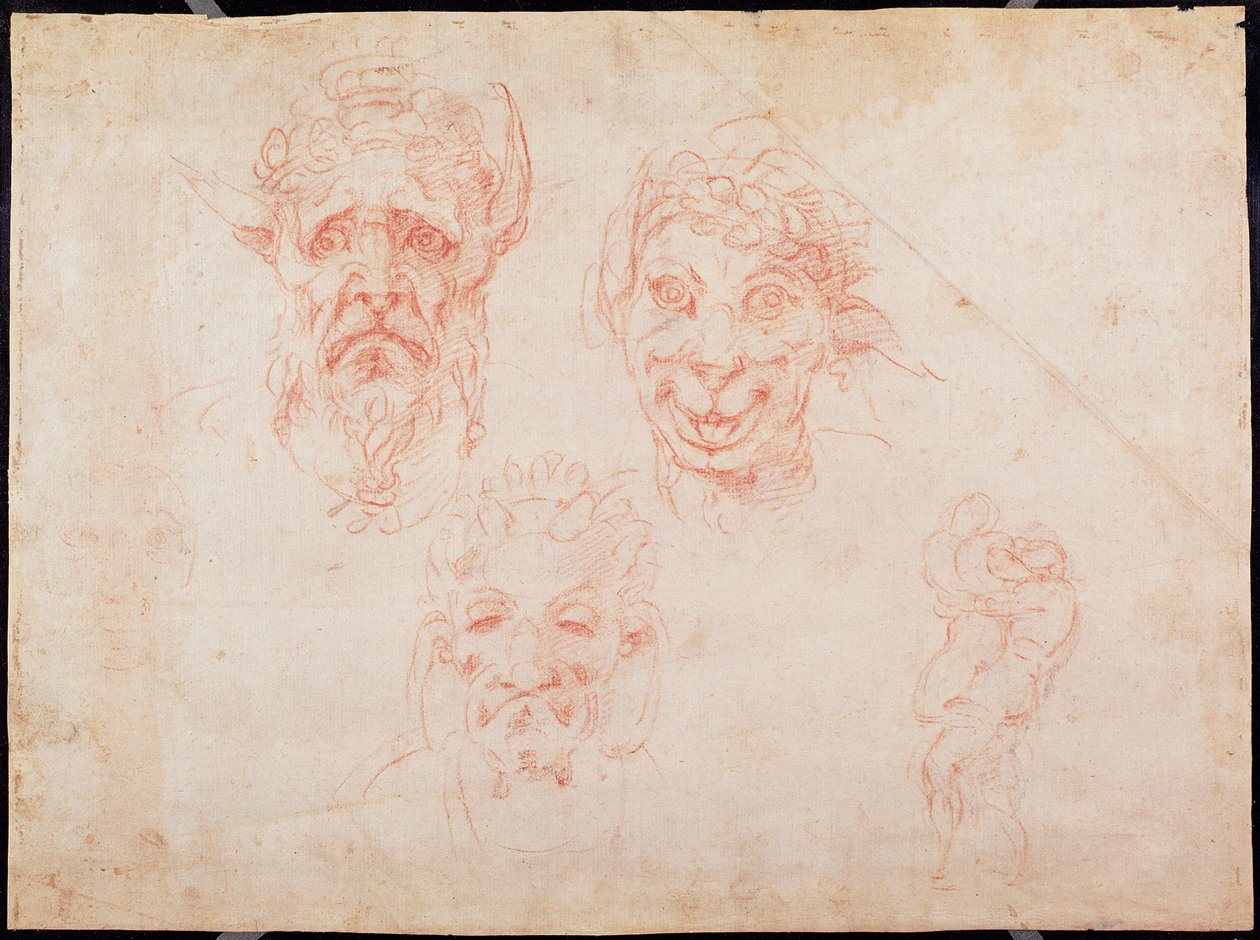W.33 Schizzi di volti di satiri da Michelangelo Buonarroti