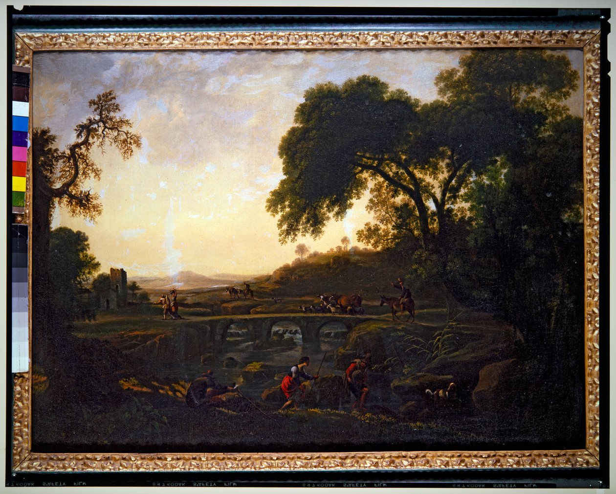 Paesaggio con un ponte e contadini e mucche e capre da Michelangelo Cerquozzi