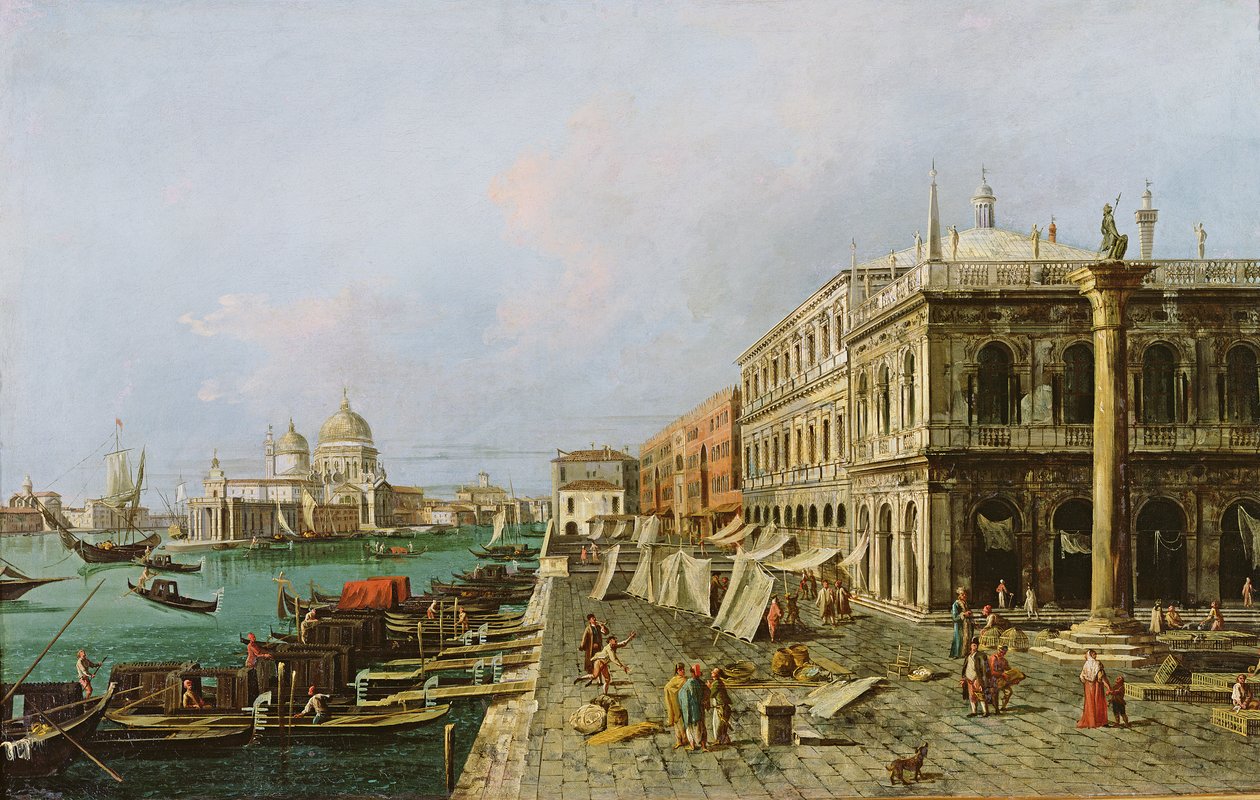 Veduta del Molo davanti al Palazzo della Zecca, con Santa Maria della Salute sullo sfondo, Venezia da Michele Marieschi