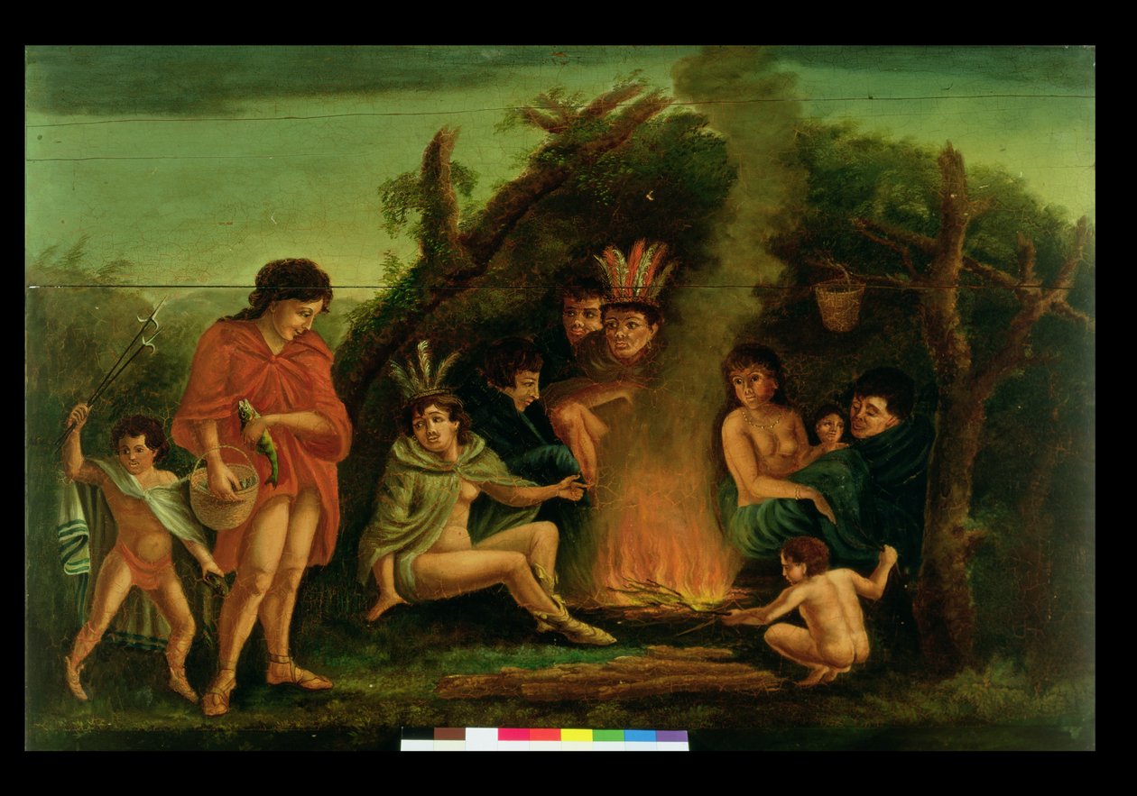 Cartellone raffigurante un accampamento indiano da Michele Felice Corne