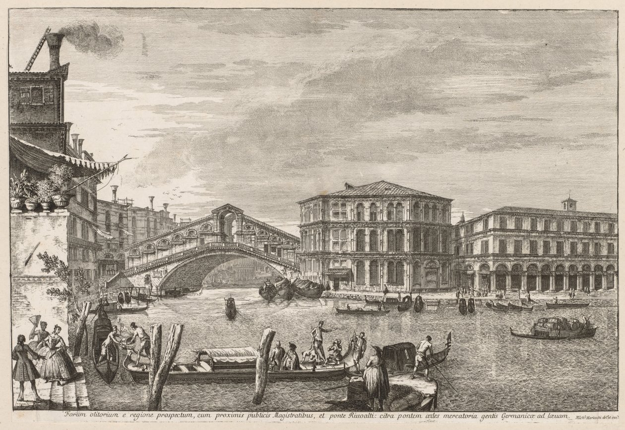 Vedute di Venezia: Il Ponte e il Mercato di Rialto da Michele Marieschi