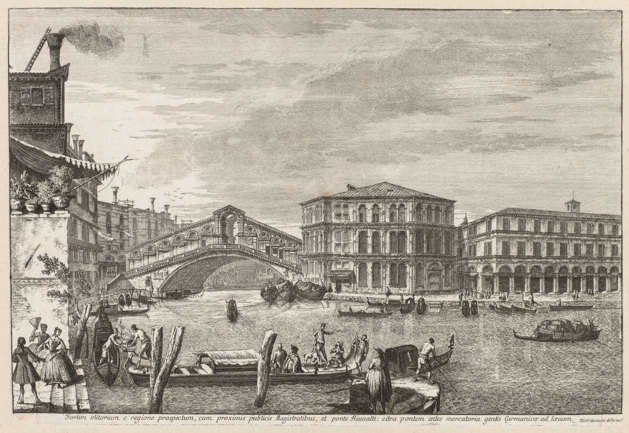 Vedute di Venezia: Il ponte e il mercato di Rialto da Michele Marieschi