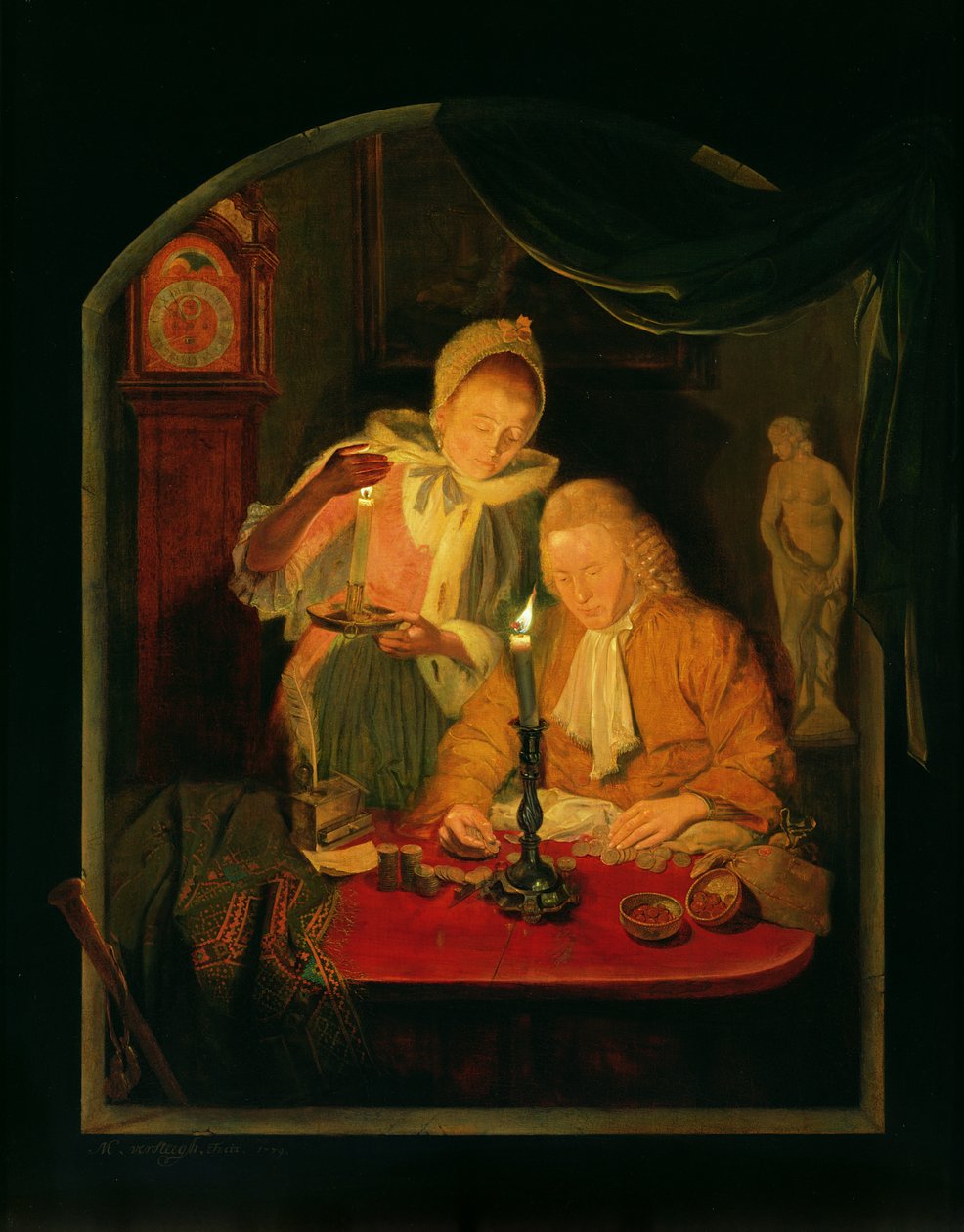 Coppia che conta denaro alla luce di una candela, 1779 da Michiel Versteegh