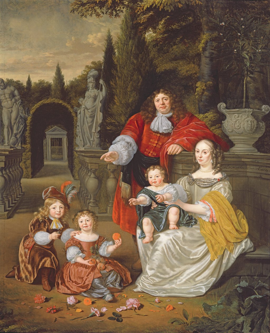 Un gruppo familiare su una terrazza, 1670 da Michiel van Musscher