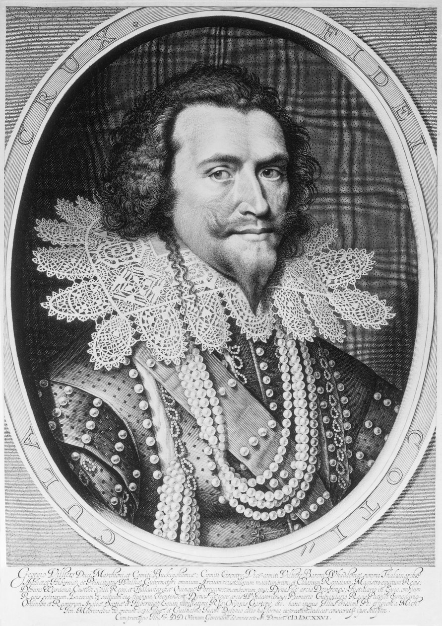 Ritratto di George Villiers, 1° Duca di Buckingham (1592-1628) inciso da Willem Jacobsz. Delff (1580-1638) 1626 da Michiel Jansz van Miereveld
