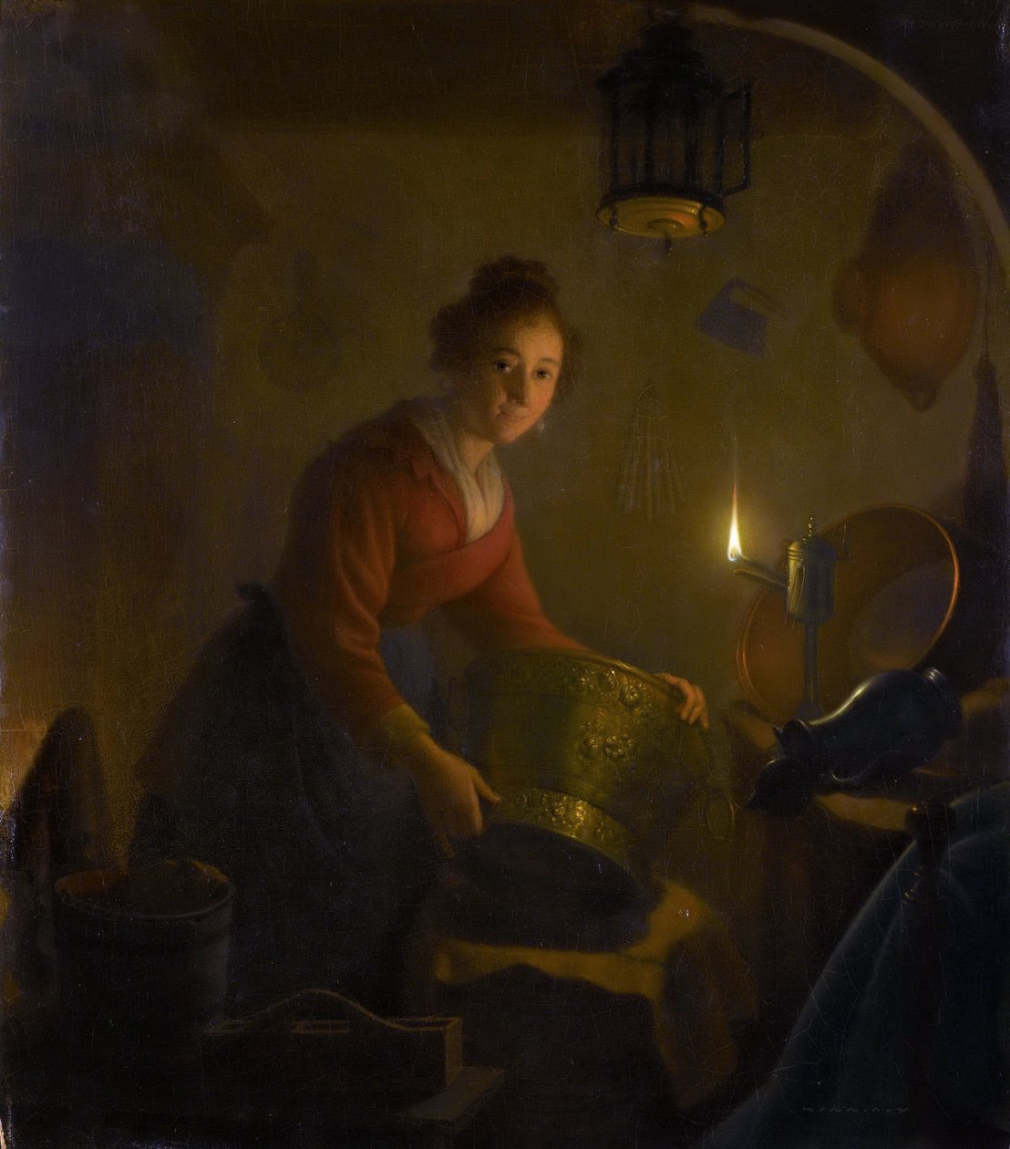 Donna in cucina alla luce di una candela da Michiel Versteegh