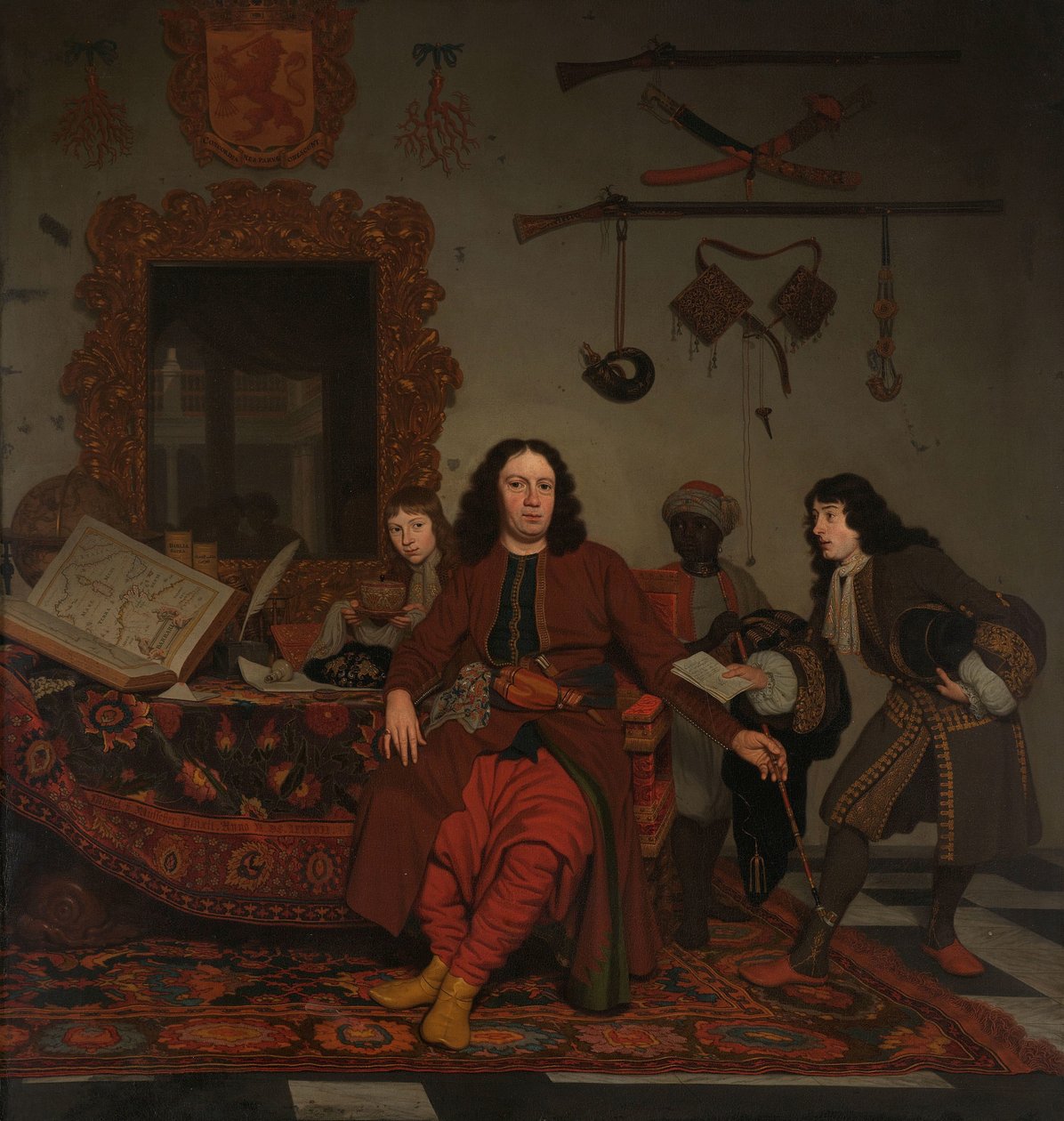 Ritratto di Thomas Hees (n. 1634/35), residente e commissario degli Stati Generali presso i governi di Algeri, Tunisi e Tripoli, con i suoi nipoti Jan (n. 1670/71) e Andries (n. 1 da Michiel van Musscher