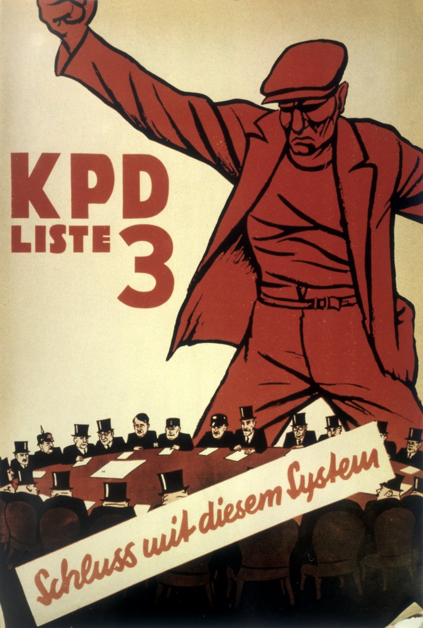 Manifesto del partito comunista tedesco (KPD) "Via il sistema", prodotto in un periodo di intensa competizione politica 1932 da Mihaly Biro