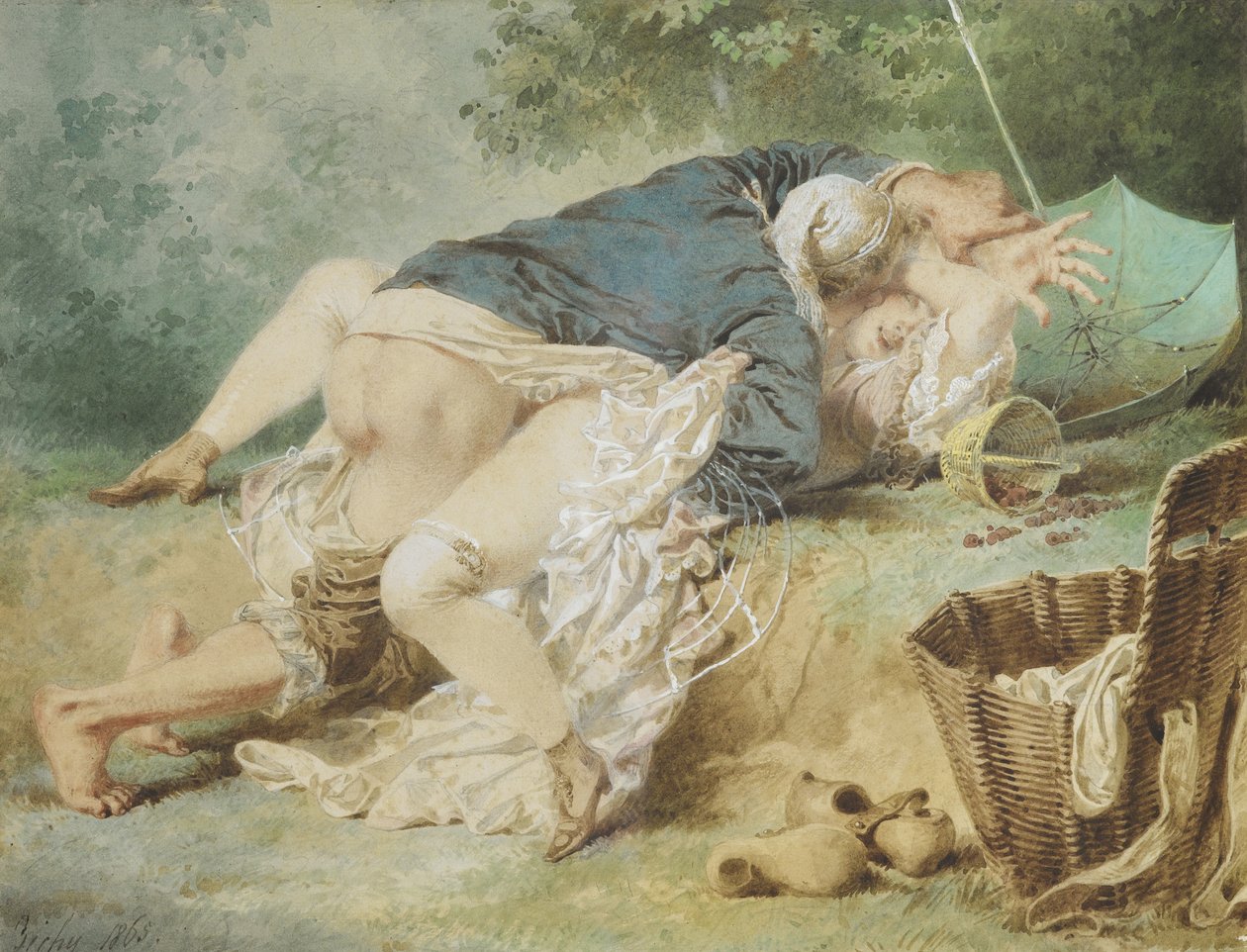 Amanti in un parco, 1865 da Mihaly von Zichy