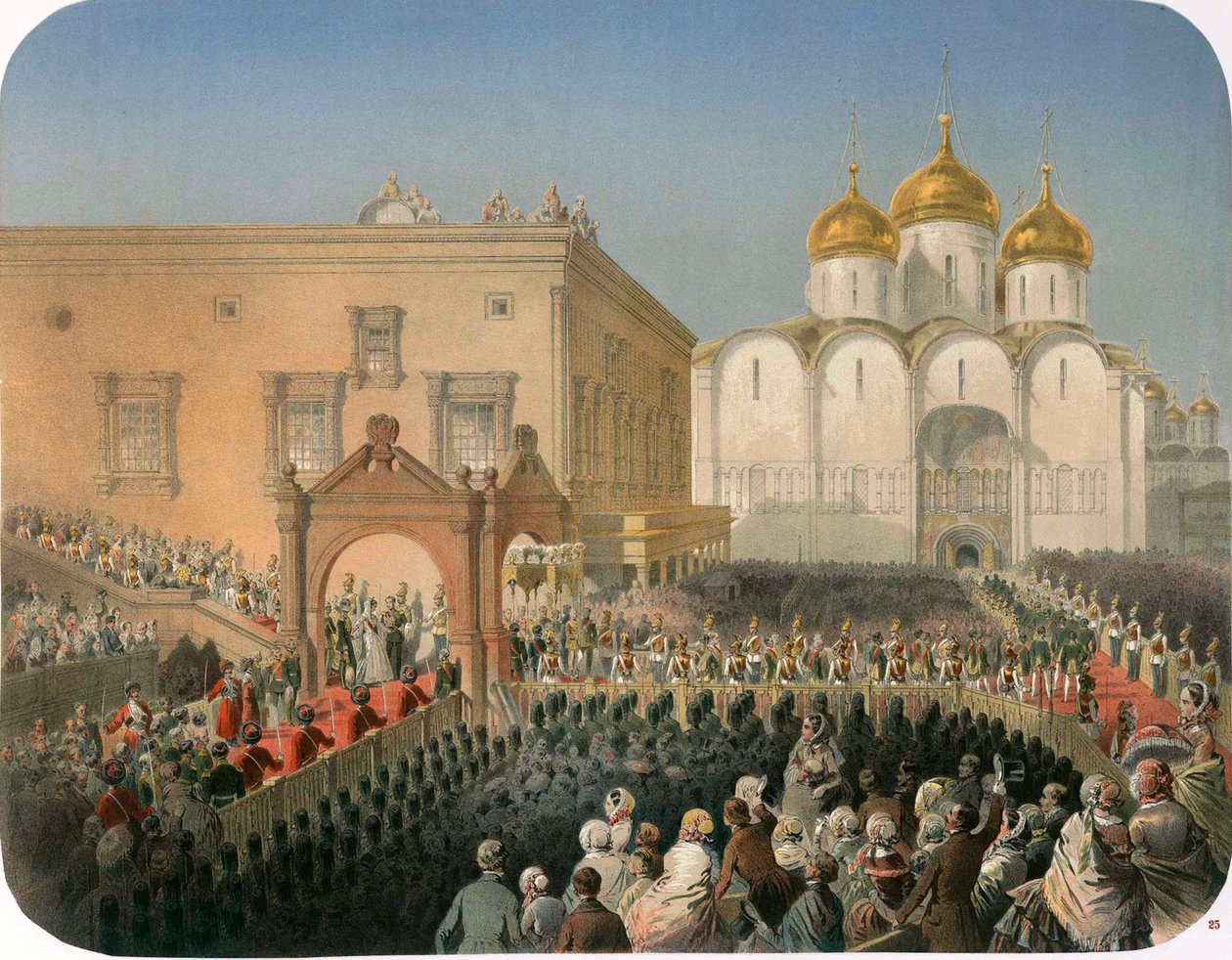 Processione della zarina Alexandra Feodorovna alla Cattedrale della Dormizione, Mosca, 1856 da Mihaly von Zichy