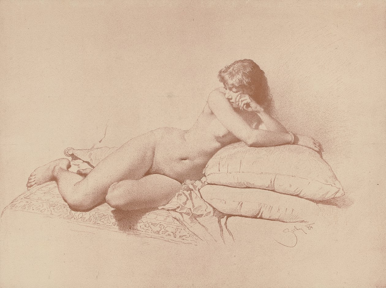 Studio di una nuda femminile reclinata, 1885 da Mihaly von Zichy