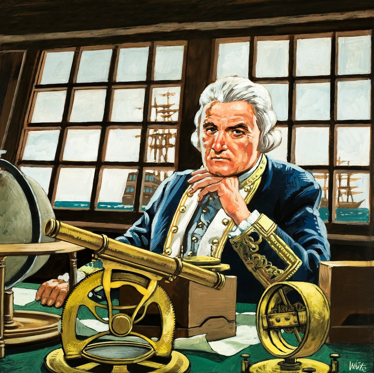 James Cook nella sua cabina da Mike (20th century) White