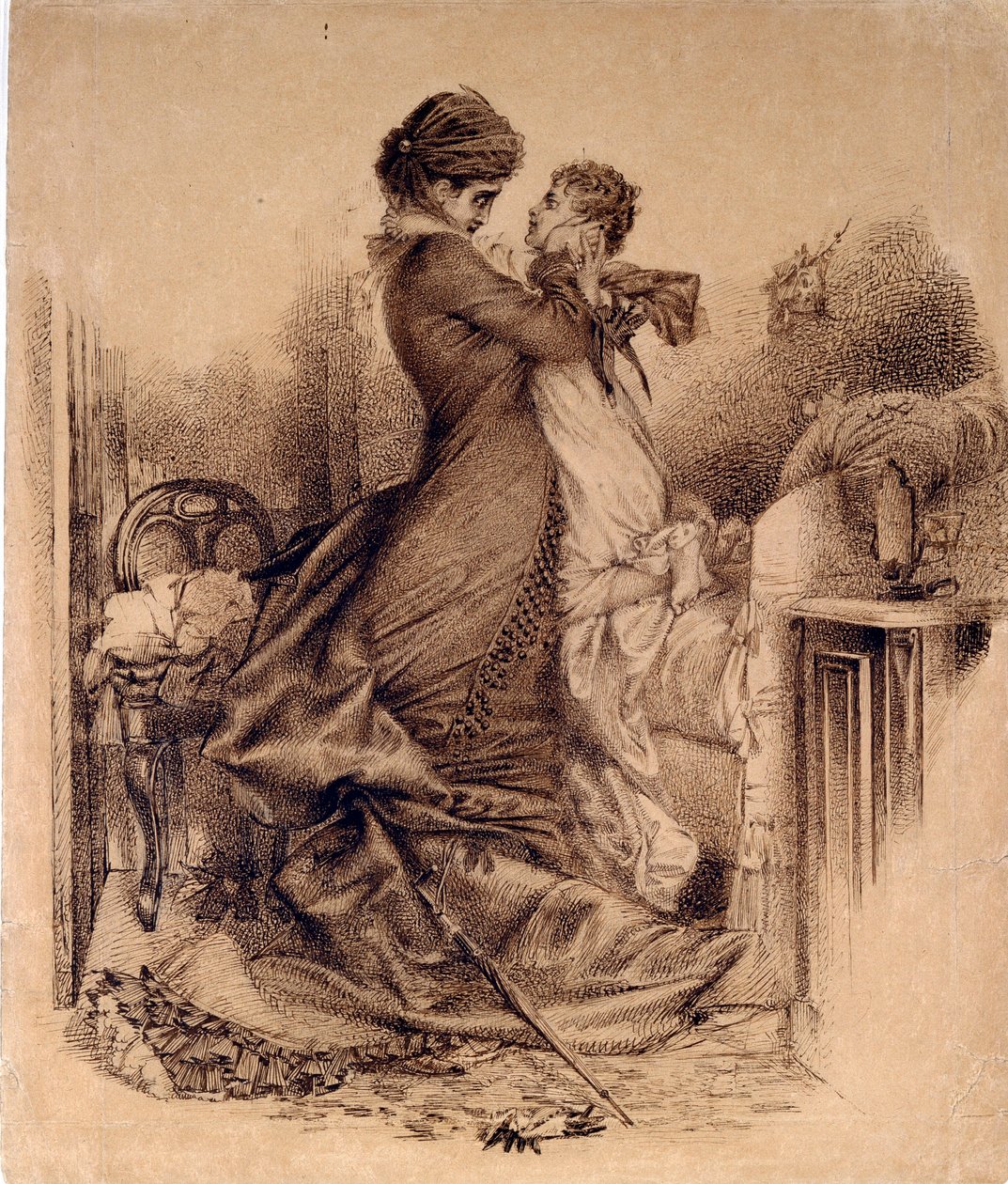 Anna Karenina con suo figlio - Illustrazione per il romanzo "Anna Karenina" di Lev Tolstoj da Mikhail Aleksandrovich Vrubel
