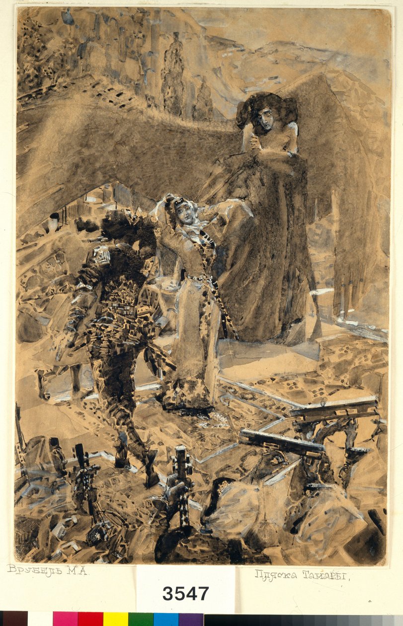 La danza di Tamara - Illustrazione del poema "Il Demone" di Mikhail Lermontov da Mikhail Aleksandrovich Vrubel