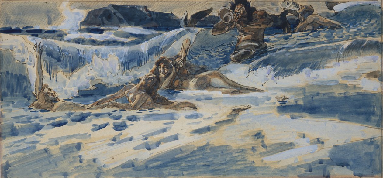 Naiadi e tritoni giocosi, 1896-1898 da Mikhail Aleksandrovich Vrubel