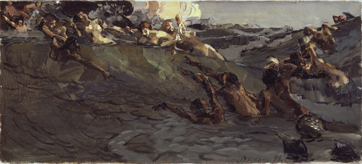 Naiadi e tritoni giocosi, 1899 da Mikhail Aleksandrovich Vrubel