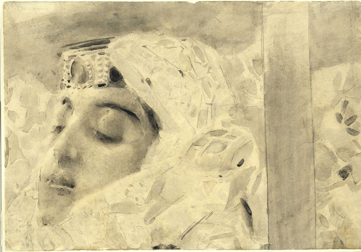 Tamara nella bara. Illustrazione del poema Il Demone di Mikhail Lermontov, 1890-1891 da Mikhail Aleksandrovich Vrubel