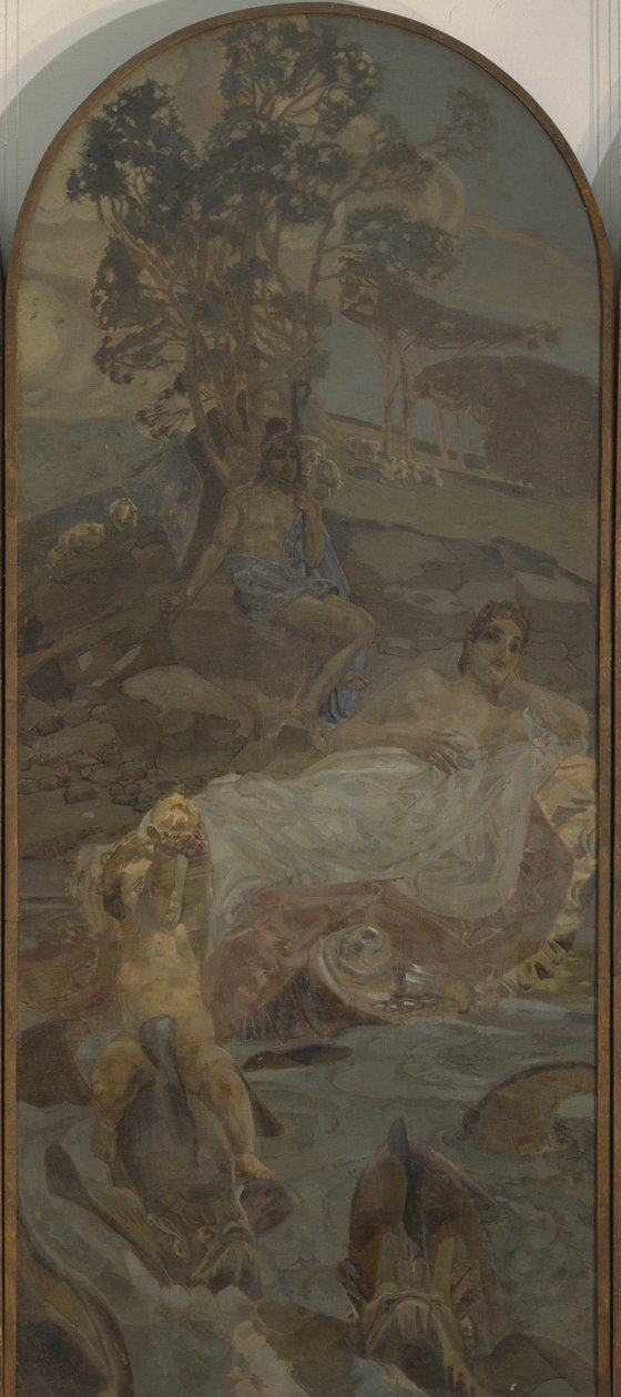 Venere, Amore e Paride, trittico Il giudizio di Paride, parte centrale, 1893 da Mikhail Aleksandrovich Vrubel