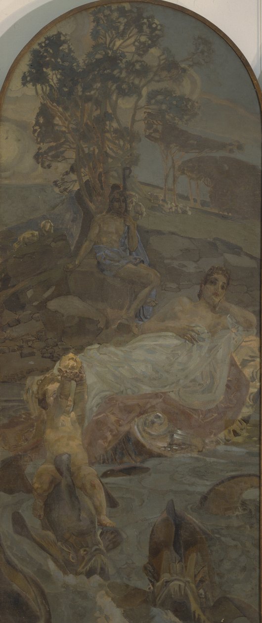 Venere, Amore e Paride, pannello centrale del trittico Il Giudizio di Paride da Mikhail Aleksandrovich Vrubel