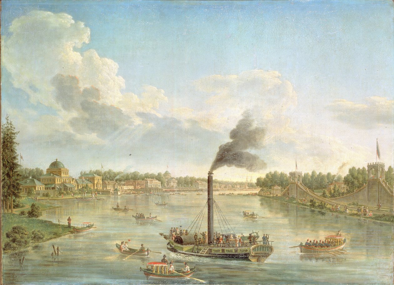 Grande Palazzo di Peterhof al Golfo di Finlandia da Mikhail Ivanovich Makhaev