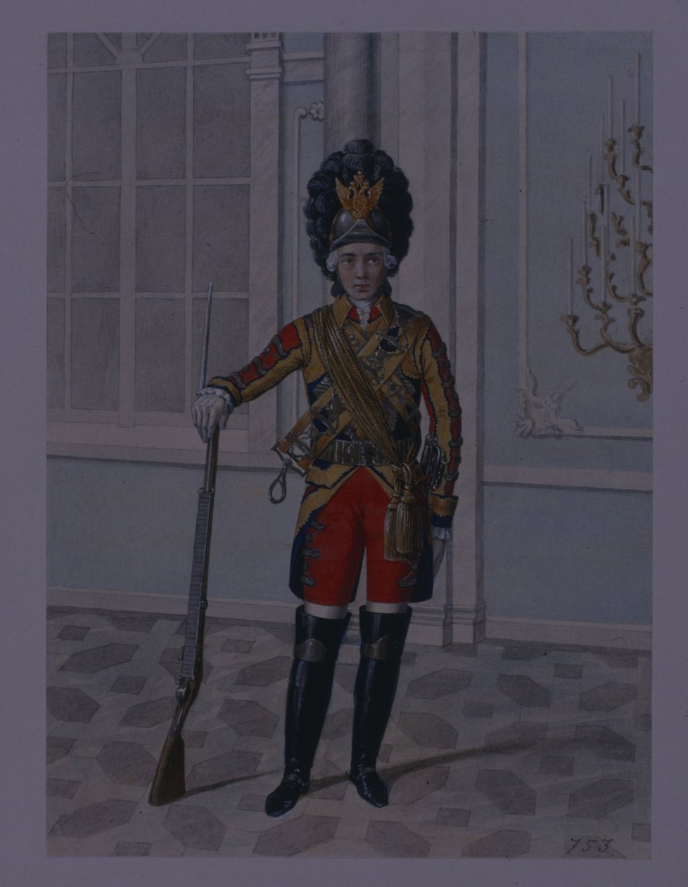 Ufficiale del reggimento di cavalleria delle guardie della vita nel 1764-1796, primi anni 1840 da Mikhail Ivanovich Terebenev