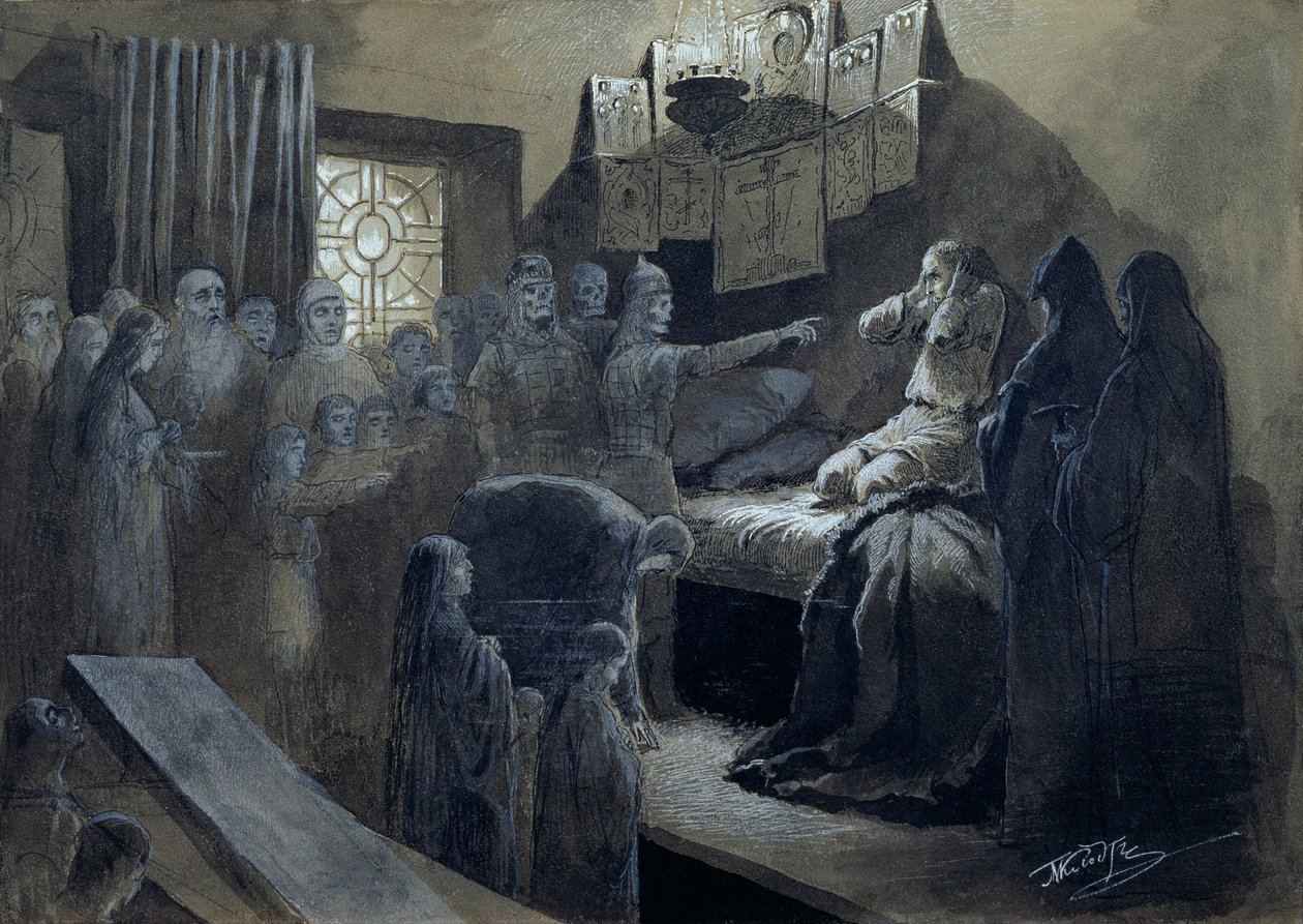 Ivan IV il Terribile visitato dai fantasmi di coloro che ha ucciso da Mikhail Konstantinovich Klodt