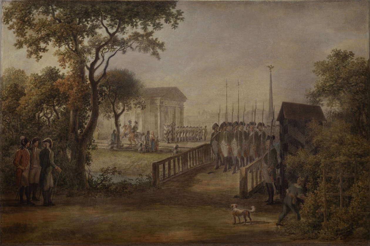 Cambio della guardia al Prato della Zarina a San Pietroburgo, 1799 da Mikhail Matveevich Ivanov