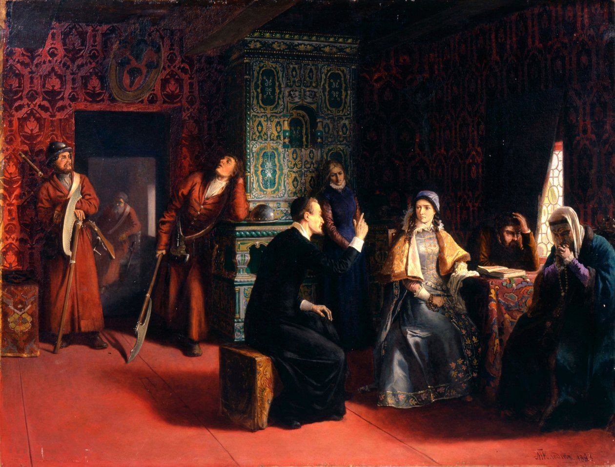 Marina Mniszech con suo padre sotto arresto, 1883 da Mikhail Petrovich Klodt