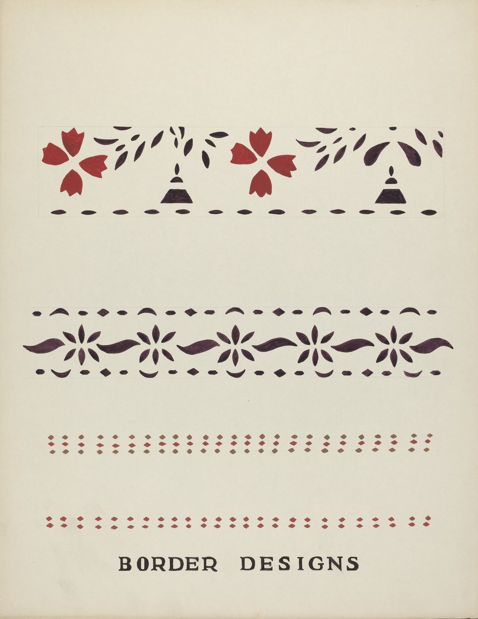 Disegni di bordi dal portfolio proposto "Stencil da parete del Maine" da Mildred E. Bent