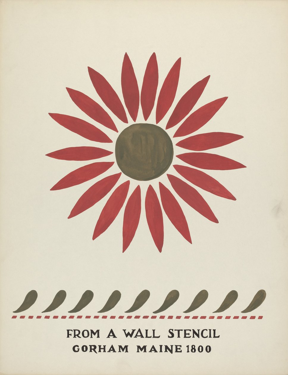 Disegno da Gorham, Maine 1800: dal portafoglio proposto "Stencil murali del Maine" da Mildred E. Bent