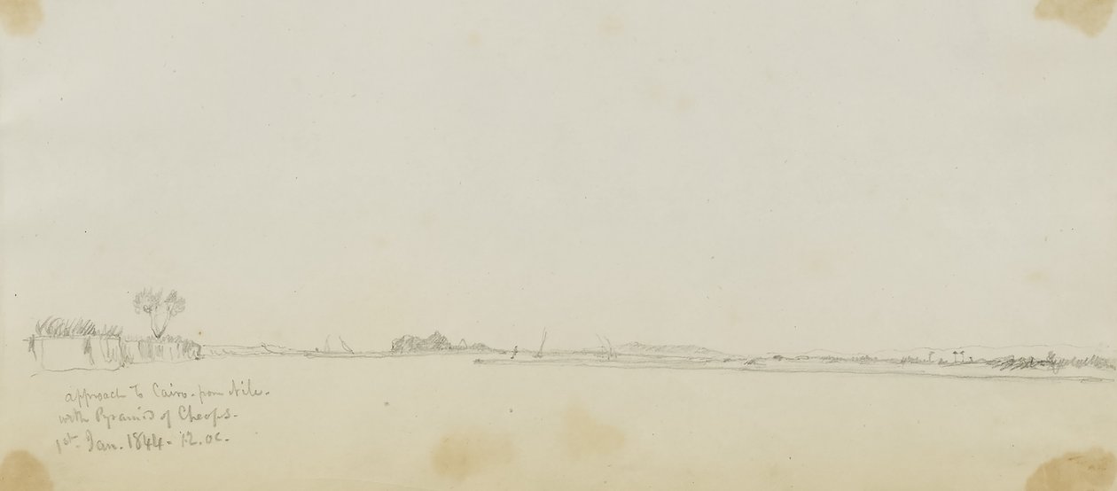 Avvicinamento al Cairo dal Nilo con la Piramide di Cheope da Miner Kilbourne Kellogg