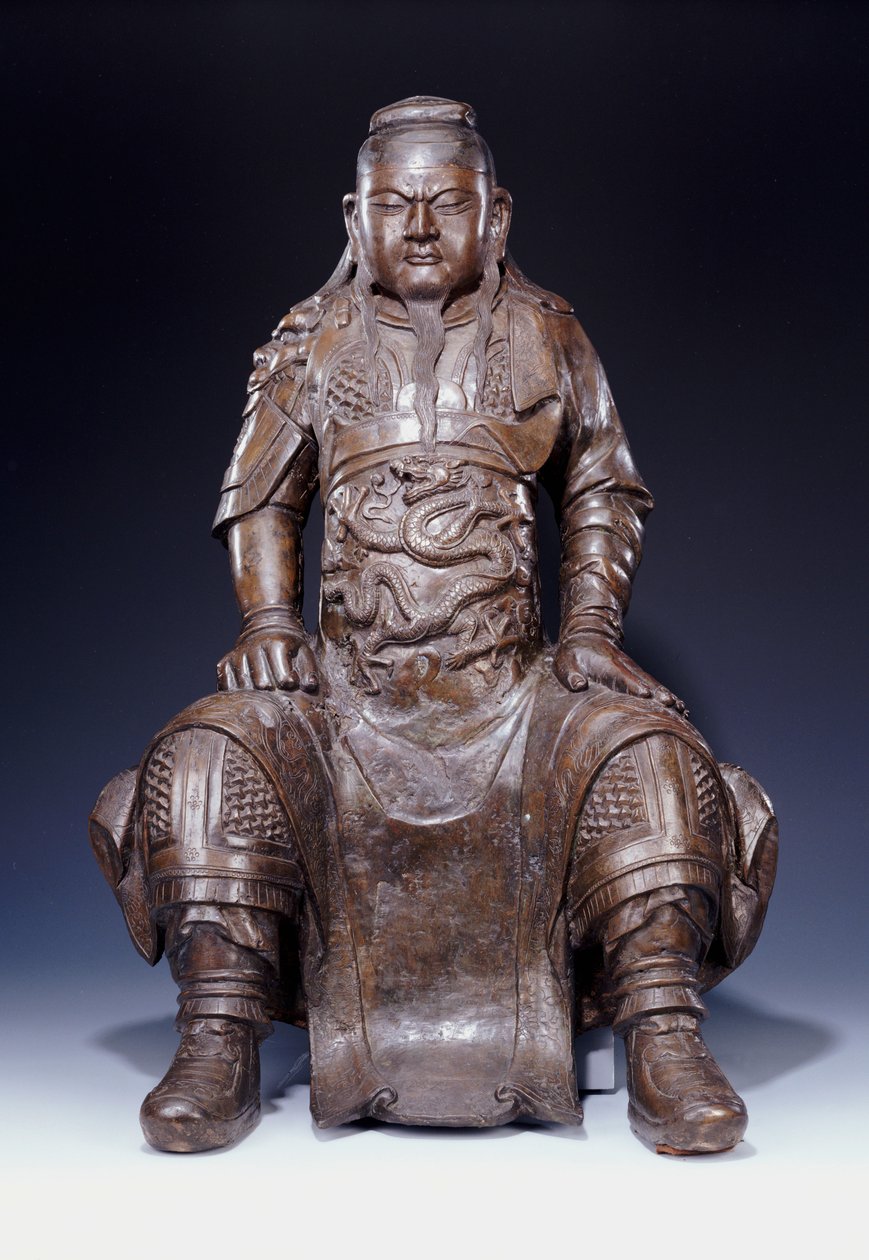Una grande figura in bronzo di Guandi della prima epoca Ming da Ming Dynasty Chinese School
