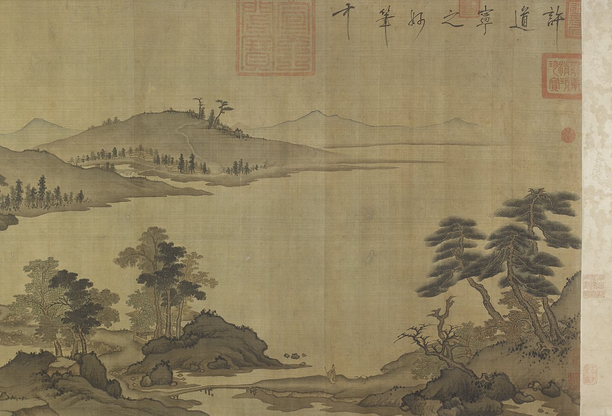 Fiume autunnale nella pioggia e nelle nuvole da Ming Dynasty Chinese School