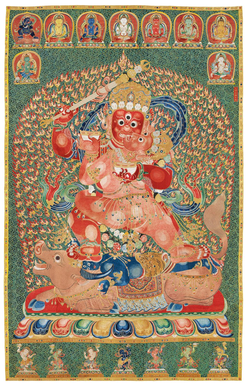 Thangka di seta imperiale ricamata da Ming Dynasty Chinese School