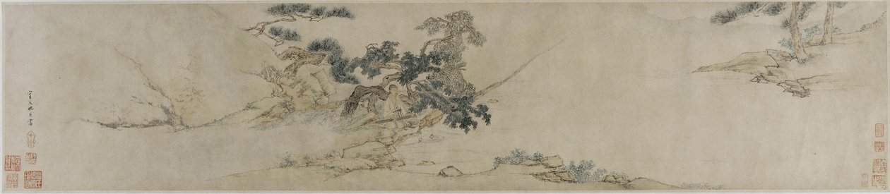 Suonare la cetra sotto un pino, fine XVI-inizio XVII secolo da Ming Dynasty Chinese School