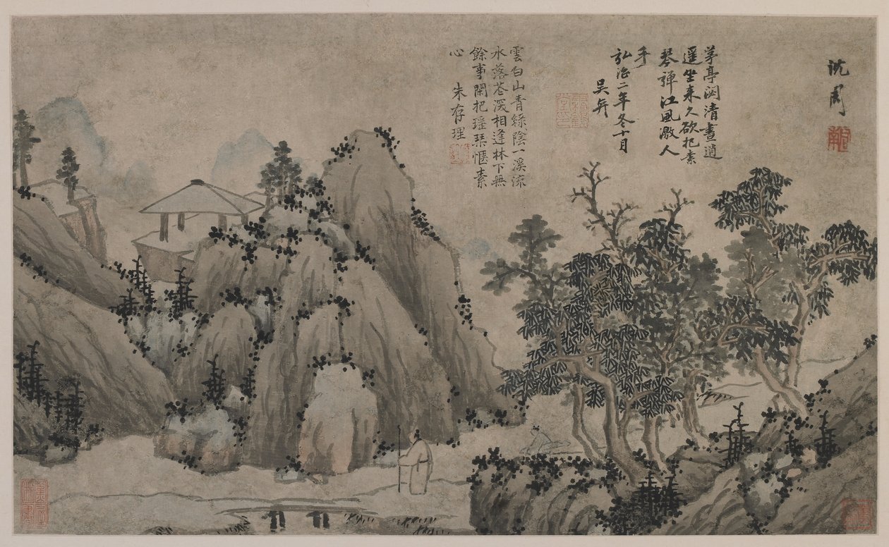 Camminando lungo un ruscello di montagna da Ming Dynasty Chinese School