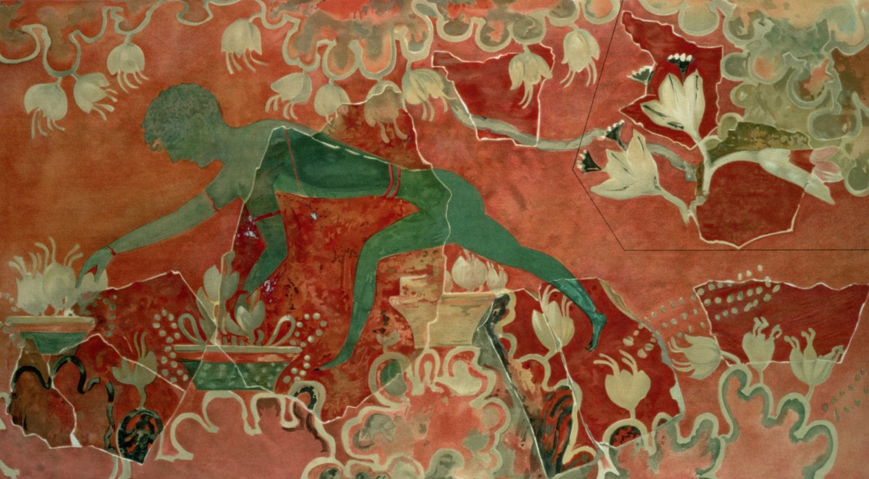 Ragazzo dal fresco della Scimmia Blu, Palazzo di Cnosso, Creta, c.1500 a.C. da Minoan