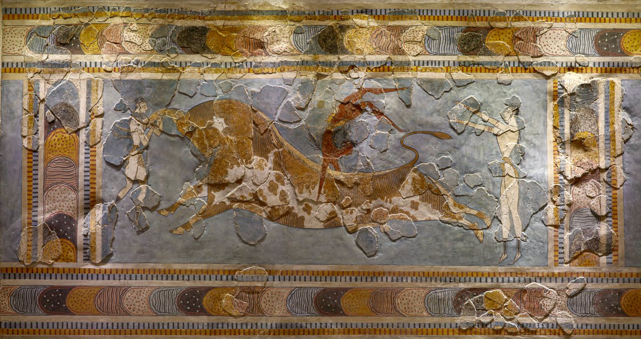 (dettaglio) del Affresco del Salto del Toro. Trovato a Knossos da Minoan