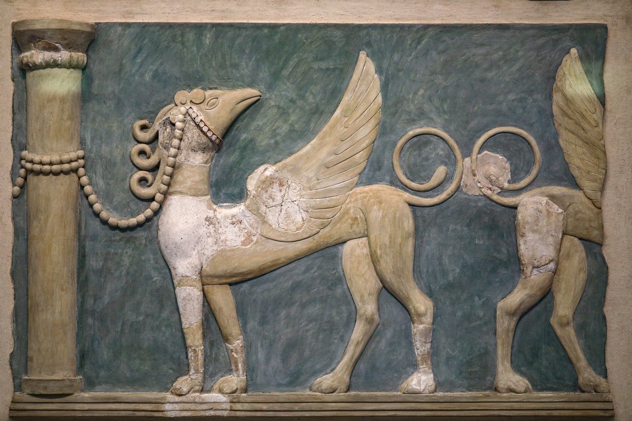 Affresco di grifoni in rilievo. Palazzo di Cnosso da Minoan