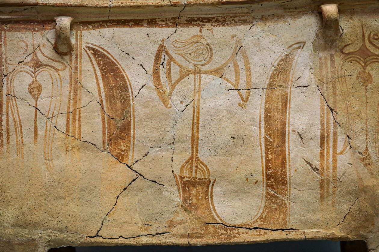 Cassa minoica larnax decorata con corna di consacrazione da Minoan