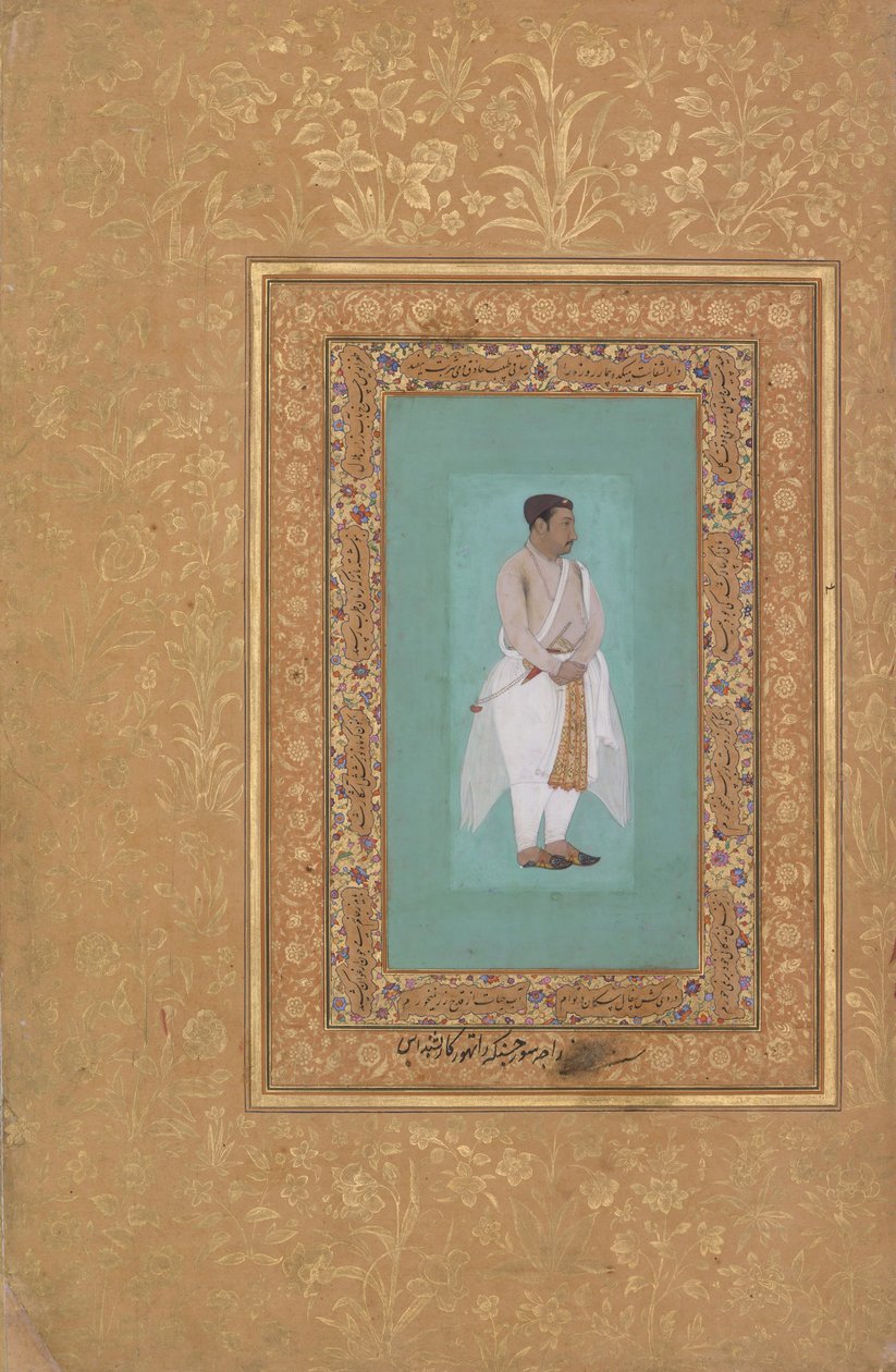 recto: Ritratto di Raja Suraj Singh Rathor, verso: Pagina di calligrafia..., recto: fine XVI secolo da Mir 