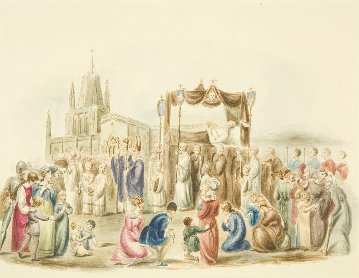 Funerale di William Canynges fuori St Mary Redcliffe da Miss Martha Bird